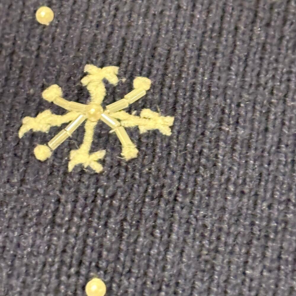 VTG Hartstrings Girls 6X Christmas Cardigan Sweater Snowman Velvet Bows 90s - Picture 9 of 9